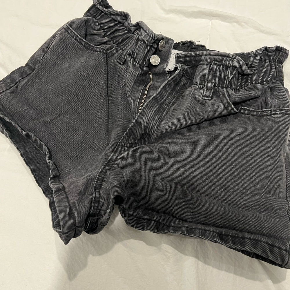 Forever 21 Charcoal High Waist Paper Bag Women's Shorts